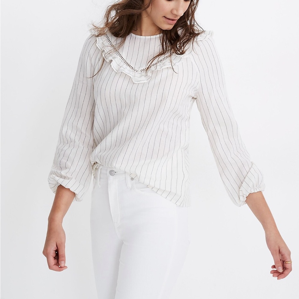 Madewell ruffle yoke prairie top EUC